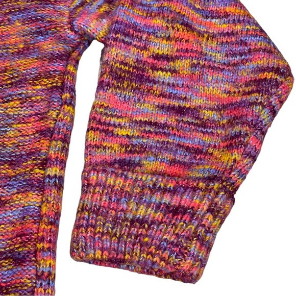 a.n.a. size 1X Rainbow colored stretchy vneck sweater, Stitched design, like new - Picture 5 of 14